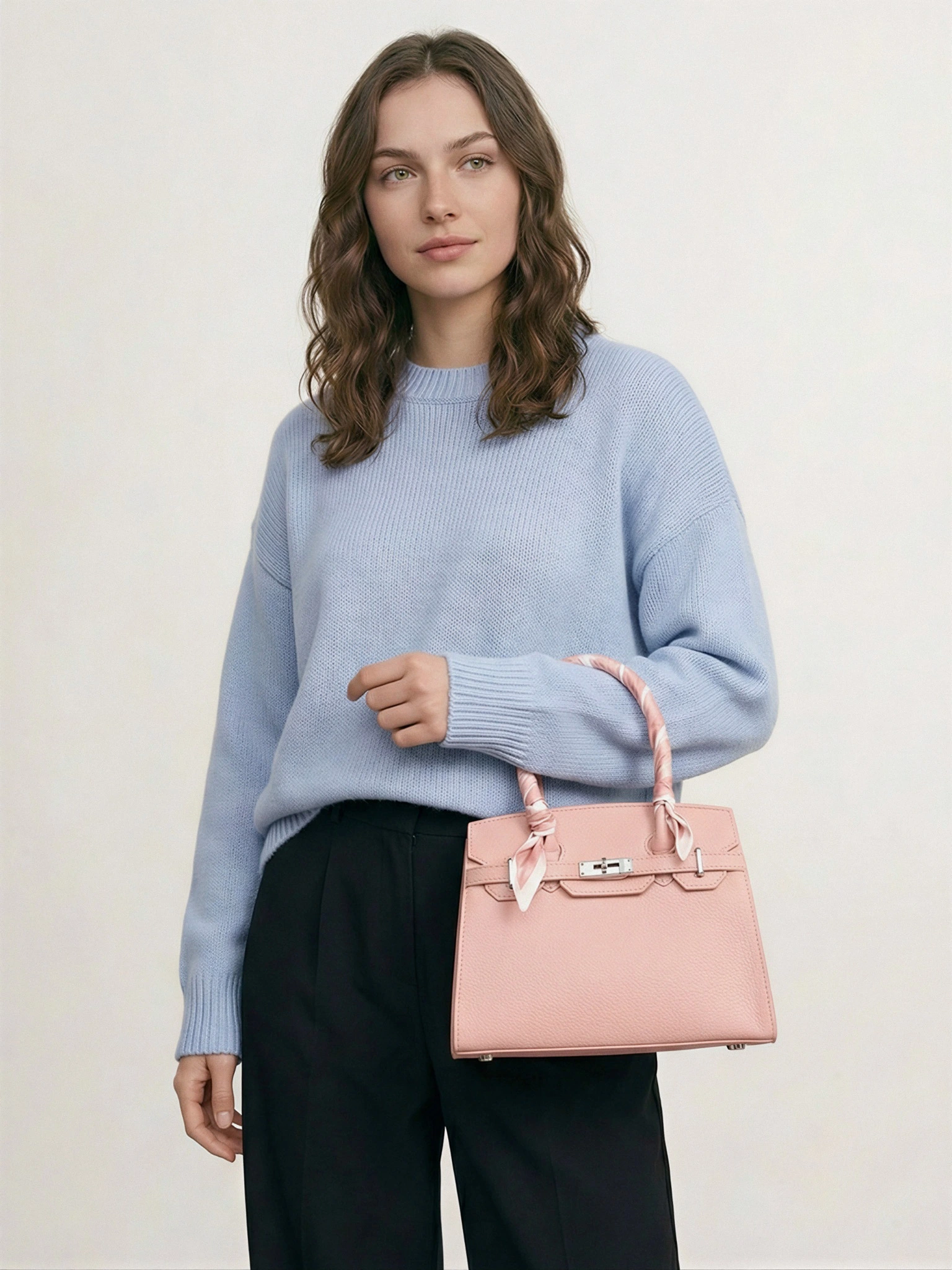 Сумка-тоут  с декоративным платком в ассортименте